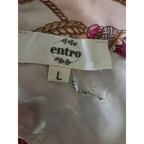 ENTRO Orange & Pink Boho Style Tassel Print Flowy Halter Top Size Large - Picture 6 of 10